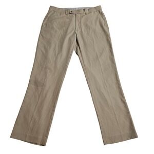Louis Raphael Golf‎ Pants Flat Front Khaki Polyester Mens 36x32 *READ-Stained*